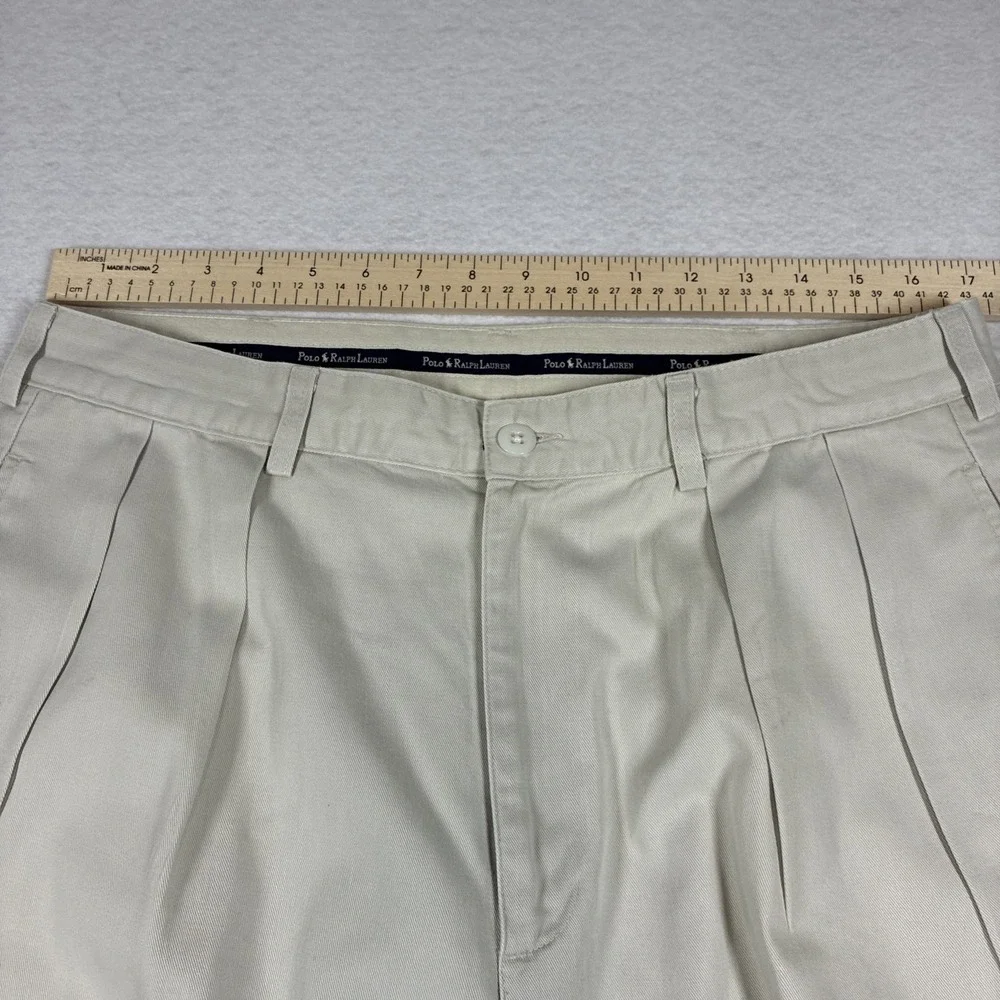 Vintage Polo Ralph Lauren Pants 35x32 Double Pleated Chino Made In USA 90s